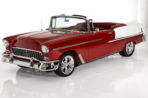 For Sale Used 1955 Chevrolet Bel Air Ruby Red Metallic 327, Auto PS | American Dream Machines Des Moines IA 50309