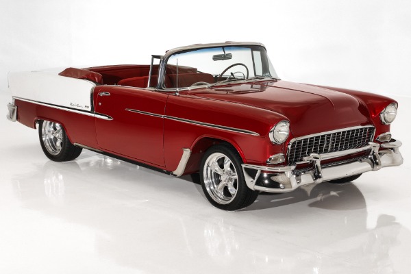 For Sale Used 1955 Chevrolet Bel Air Ruby Red Metallic 327, Auto PS | American Dream Machines Des Moines IA 50309