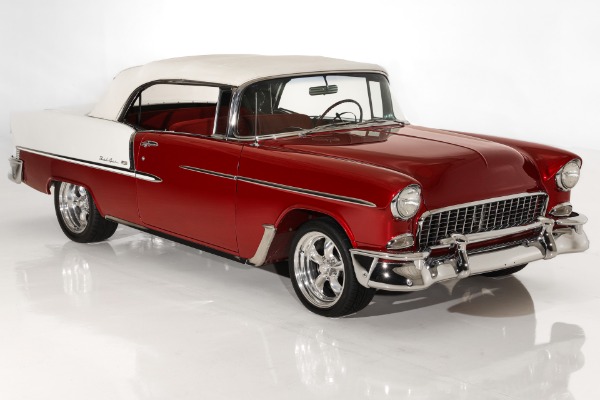 For Sale Used 1955 Chevrolet Bel Air Ruby Red Metallic 327, Auto PS | American Dream Machines Des Moines IA 50309