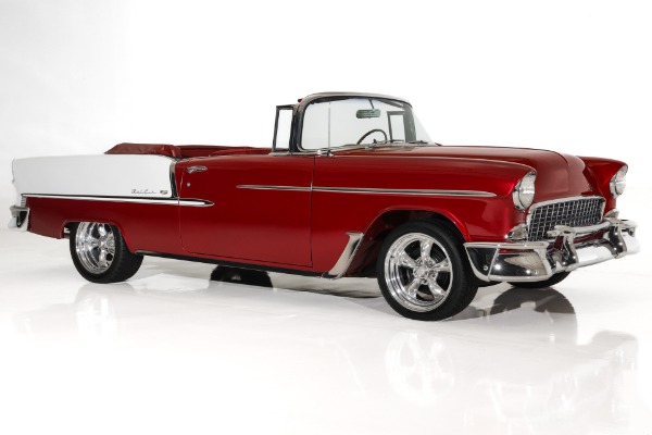 For Sale Used 1955 Chevrolet Bel Air Ruby Red Metallic 327, Auto PS | American Dream Machines Des Moines IA 50309